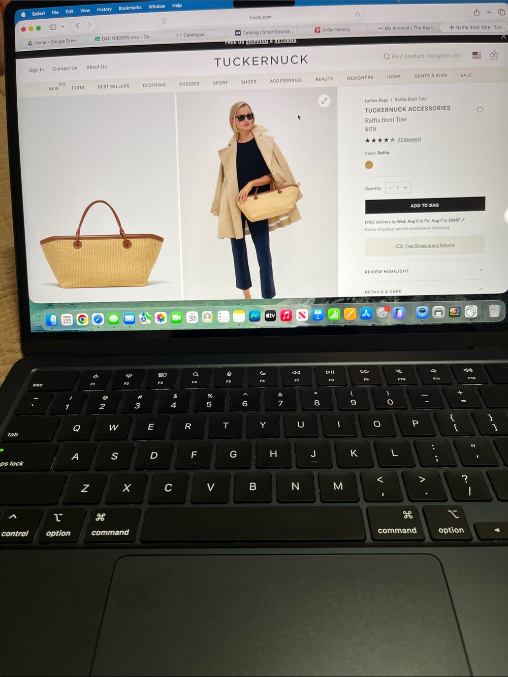 Tuckernuck  Raffia Brett Tote with Brown Trim